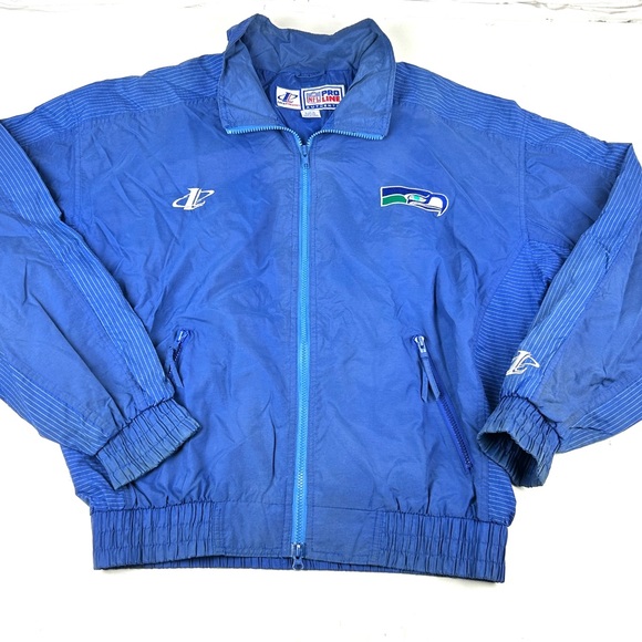 Vintage Throwback 90s Proline Logo Athletic Jacket Seattle Seahawks Sz Large - Picture 1 of 9